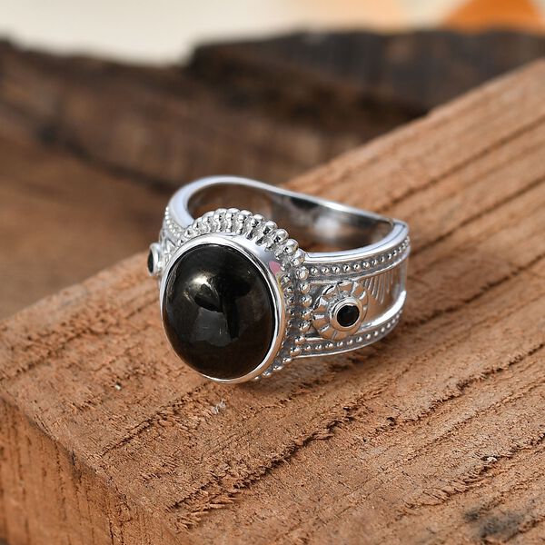 Elite Shungit, Schwarzer Spinell Ring 925 Silber rhodiniert (Größe 17.00) ca. 2,97 ct image number 2