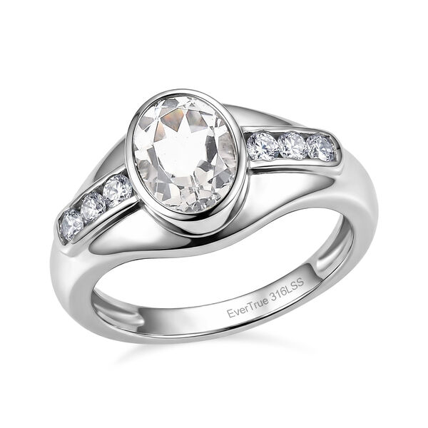 EVER TRUE Wei&szlig;er Topas, Wei&szlig;er Zirkonia Ring 316L Edelstahl (Gr&ouml;&szlig;e 17.00) image number 3
