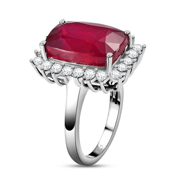 AAA Afrikanischer Rubin und Moissanit-Ring, 925 Silber platiniert  ca. 10,69 ct image number 5