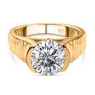 Moissanit Ring, 925 Silber Gelbgold Vermeil, (Größe 18.00) ca. 3.12 ct