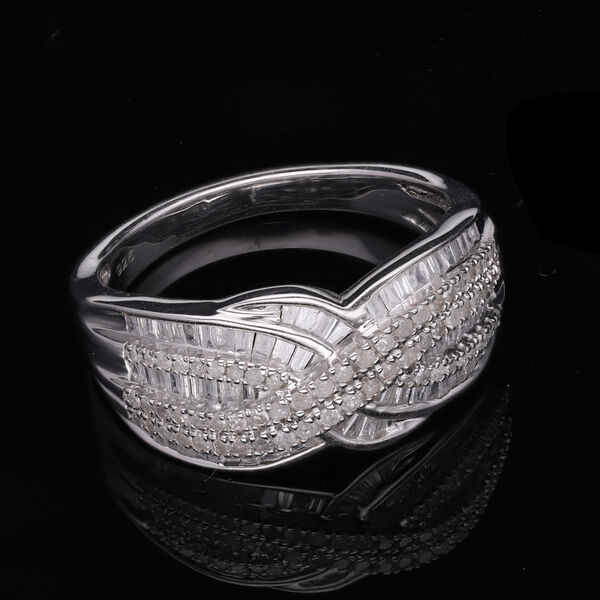 Wei&szlig;er Diamant Ring, 925 Silber platiniert, (Gr&ouml;&szlig;e 17.00) ca. 1.00 ct image number 2