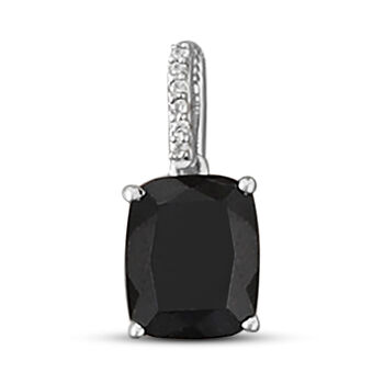 Schwarzer Turmalin und Zirkon Anh&auml;nger 925 Silber platiniert ca. 4,16 ct