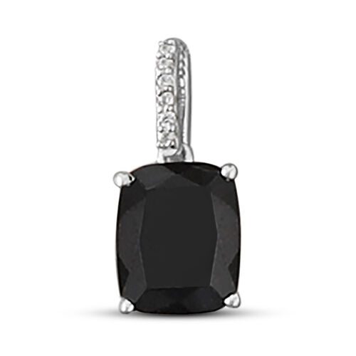 Schwarzer Turmalin und Zirkon Anhänger 925 Silber platiniert ca. 4,16 ct image number 0