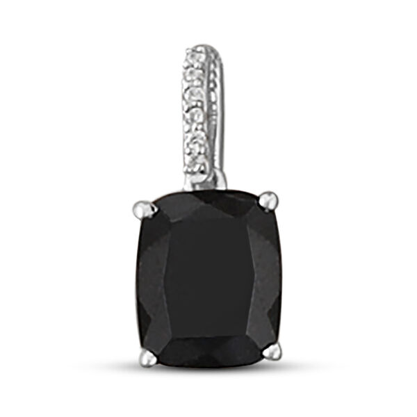 Schwarzer Turmalin und Zirkon Anh&auml;nger 925 Silber platiniert ca. 4,16 ct