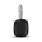 Schwarzer Turmalin und Zirkon Anhänger 925 Silber platiniert ca. 4,16 ct