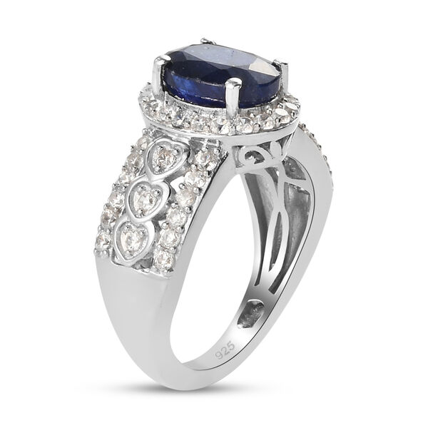 Masoala Saphir und Zirkon Ring, 925 Silber platiniert, 3,71 ct. image number 5