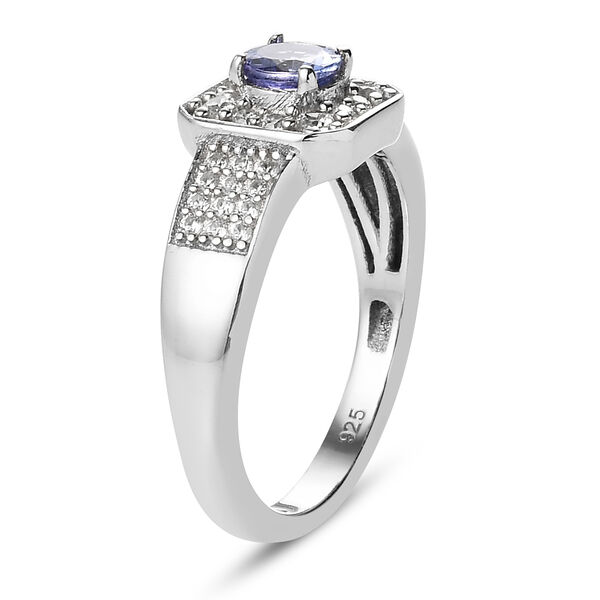 Tansanit und Zirkon Ring 925 Silber platiniert  ca. 0,81 ct image number 5