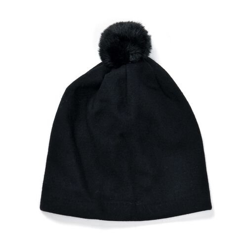 LA MAREY 2er-Set Kaschmir Mützen und Handschuhen mit Mikroplüsch-Futter, Schwarz image number 1