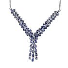 Tansanit-Collier, ca. 45 cm, 925 Silber platiniert ca. 12.28 ct