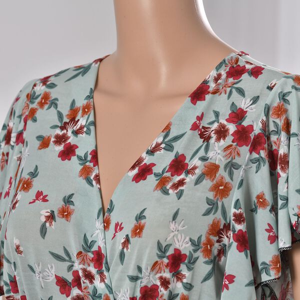 Maxikleid mit gesmokter Taille und Flatter&auml;rmel, 35x125cm, himmelblau image number 4