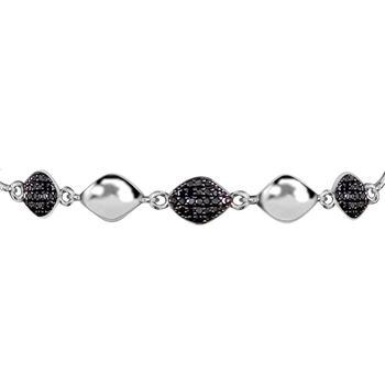 Schwarzer Diamant Armband 26.75 cm 925 Silber platiniert ca. 0,33 ct