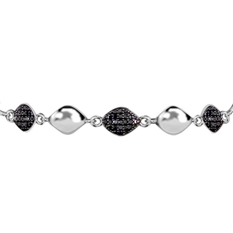 Schwarzes Diamant-Armband in Silber image number 0