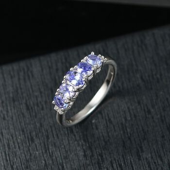 D&rsquo;Joy Tansanit und Diamant Ring, 925 Silber platiniert - 0,90 ct.