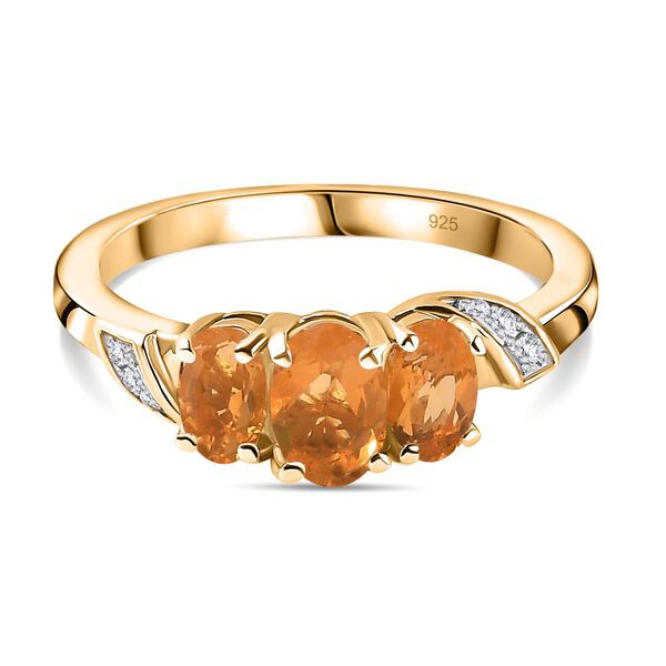 Salamanca Feueropal Ring 925 Silber 750 Gelbgold Vermeil (Gr&ouml;&szlig;e 19.00) ca. 0,70 ct