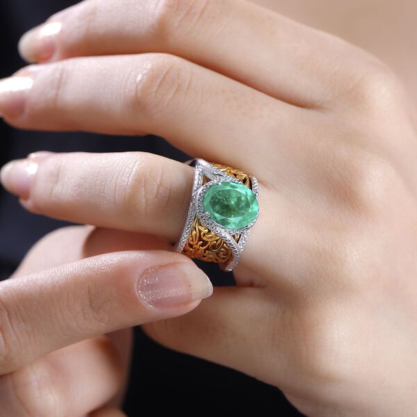 2er Set- Smaragd-Quarz Triplette Schmuckset ca. 3.30 ct image number 3