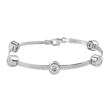 J Francis gefertigt mit SWAROVSKI-  Swarovski Zirkonia Armband, 19cm, 925 Silber rhodiniert
