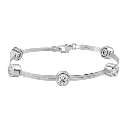 J Francis gefertigt mit SWAROVSKI Zirkonia Armband ca. 19 cm 925 Silber rhodiniert