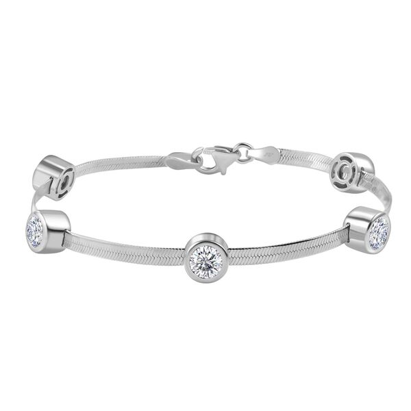 J Francis gefertigt mit SWAROVSKI-  Swarovski Zirkonia Armband, 19cm, 925 Silber rhodiniert
