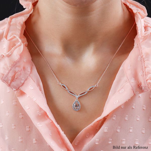 Morganit und wei&szlig;e Zirkon-Halskette, ca. 45 cm, 925 Silber Ros&eacute;gold Vermeil ca. 2.03 ct image number 2