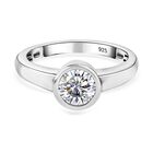 Moissanit Ring, 925 Silber platiniert (Größe 21.00), ca. 0.73 ct