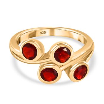 Mexikanischer Kirschfeuer-Opal-Ring, 925 Silber Gelbgold Vermeil (Gr&ouml;&szlig;e 18.00) ca. 0,72 ct