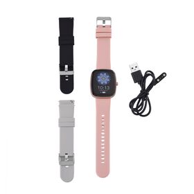 VS10 Smartwatch - 4-in-1 Set, 1,83 TFT Touchscreen, 3 Silikonarmbänder Bluetooth-Anrufe, Sprachassistent, Sportmodi, Herzfrequenz- und Schlaftracking, Rosa