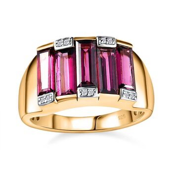 Rhodolith Granat und Zirkon Ring - 3,58 ct.