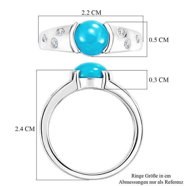 D'Joy Sleeping Beauty T&uuml;rkis, Moissanit Ring 925 Silber platiniert (Gr&ouml;&szlig;e 19.00) ca. 1,35 ct image number 6