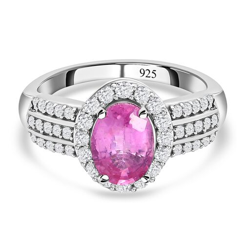Premium Ilakaka Rosa Saphir und Zirkon-Ring, 925 Silber platiniert, 2,30 ct. image number 0