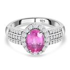 Premium Ilakaka Rosa Saphir und Zirkon Ring 925 Silber platiniert (Größe 20.00)(Fissure gefüllt)