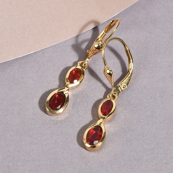 Mexikanische Kirschfeuer-Opal-Ohrh&auml;nger in Silber image number 2