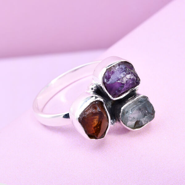 Handgearbeiteter Mehrfarbig Edelsteine Ring 925 Silber  ca. 3,70 ct image number 2