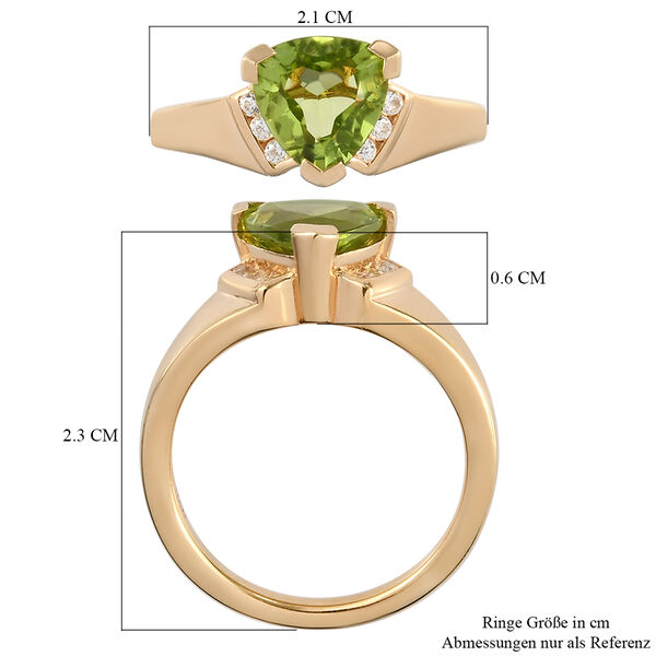 Nat&uuml;rlicher Peridot und Zirkon Solit&auml;r Ring 925 Silber vergoldet  ca. 2,07 ct image number 7