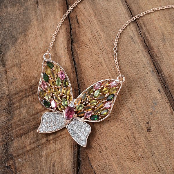 GP Trionfo Kollektion - AA Multi Turmalin, Zirkon und Kanchanaburi blaue Saphir-Halskette, 45 cm - 4,91 ct. image number 2