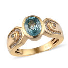 Kambodschanischer blauer und Weißer Zirkon Ring 925 Silber vergoldet  ca. 2,30 ct image number 3