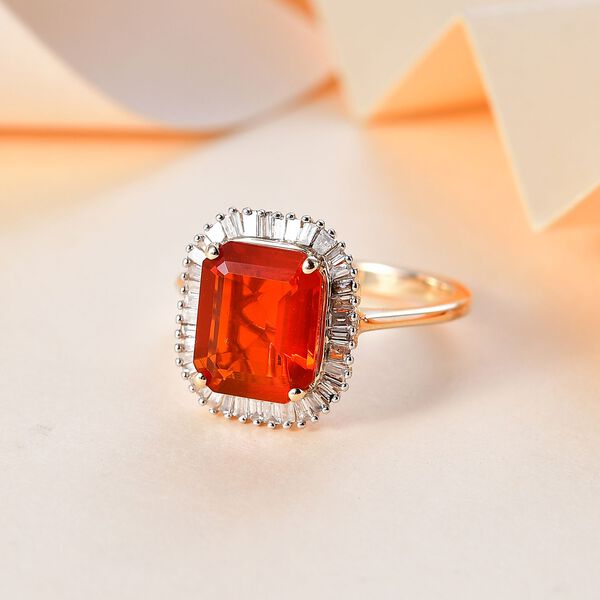 AAAA Purpurroter Feueropal und Diamant Ring in 375 Gold &ndash; 2,75 ct. image number 9