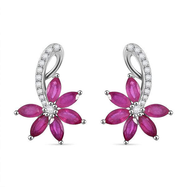 2,71 ct. afrikanische Rubin und Zirkon Ohrringe