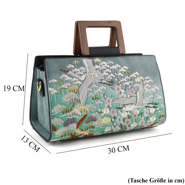Florale Kunstprint Clutch-Crossbody-Tasche, 30 x 13 x 19 cm, Petrol image number 7