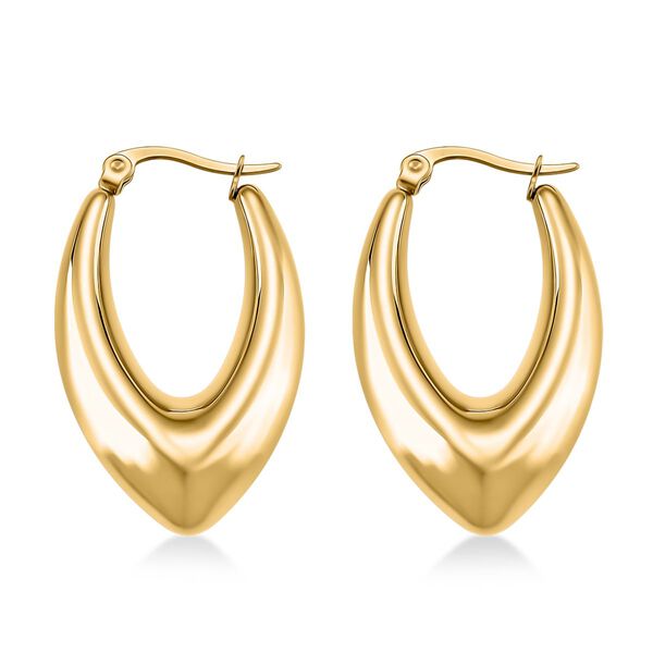 Tropfen-Creolen, Reiner Edelstahl, goldfarben image number 4