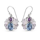 D'Joy Schweizer Blautopas, Afrikanischer Amethyst Ohrringe 925 Silber Standard