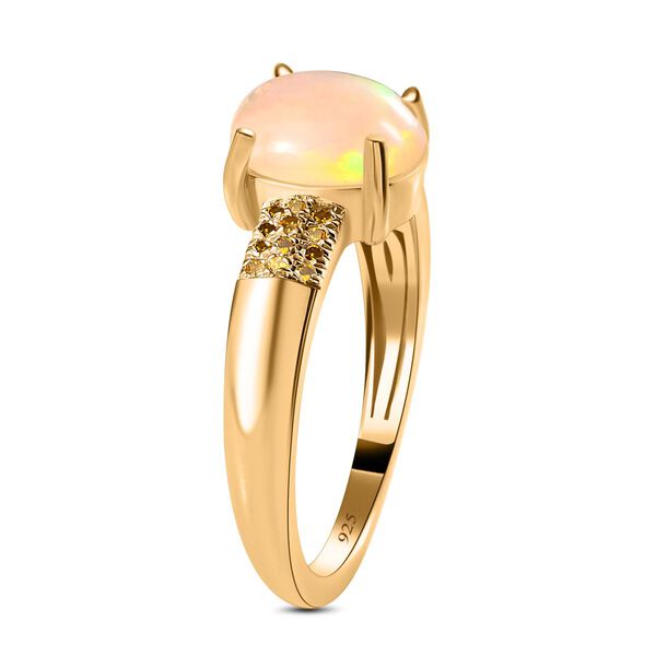 Natürlicher, äthiopischer Welo Opal und gelber Diamant-Ring - 1,30 ct. image number 6