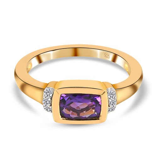 Natürlicher, marokkanischer Amethyst und weißer Zirkon-Ring, 925 Silber vergoldet  ca. 0,92 ct image number 0