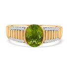 Natürlicher Peridot, weißer Zirkon Ring, 925 Silber vergoldet (Größe 19.00) ca. 2.46 ct image number 0