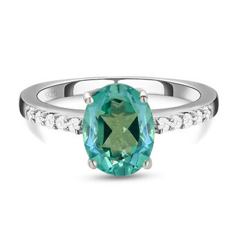 Pfau Triplett Quarz und wei&szlig;er Zirkon-Ring, 925 Silber platiniert (Gr&ouml;&szlig;e 16.00) ca. 2,22 ct