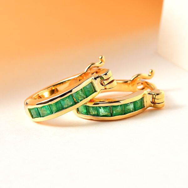 AA Kagem sambische Smaragd-Creolen, 925 Silber vergoldet, 0,60 ct. image number 2