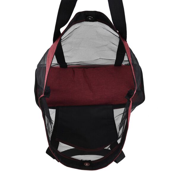 Zweistöckige Netz-Einkaufstasche mit Kühlfach, 37x15x42cm, weinrot image number 7