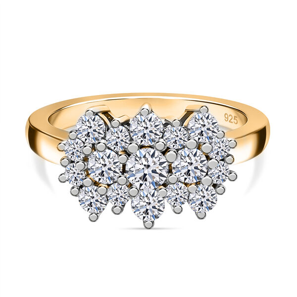 LUXURIANT SGL zertifizierter VS-EF Labor Diamant Ring, 925 Silber 750 Gelbgold Vermeil - 1 ct.
