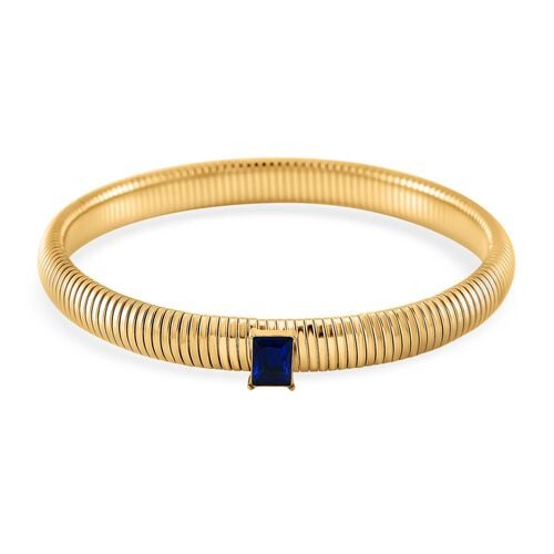 Blaues Kristall Armband, flexibel, Reiner Edelstahl, goldfarben image number 0