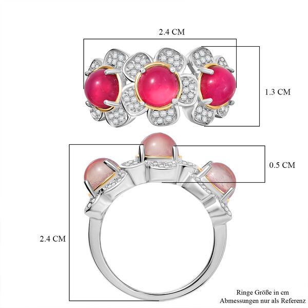 D'Joy Maulbeer Mondstein, Wei&szlig;er Zirkon Ring 925 Silber Rhodiniert und 750 Gelbgold Vermeil (Gr&ouml;&szlig;e 18.00) ca. 3,71 ct image number 7