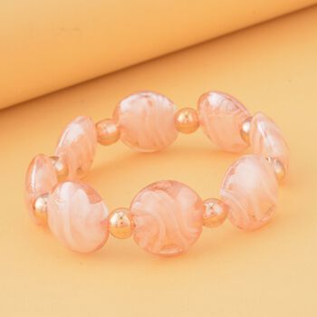 Champagner Kristall, Rosafarbenes Murano-Stil Glas Armband, Flexibel